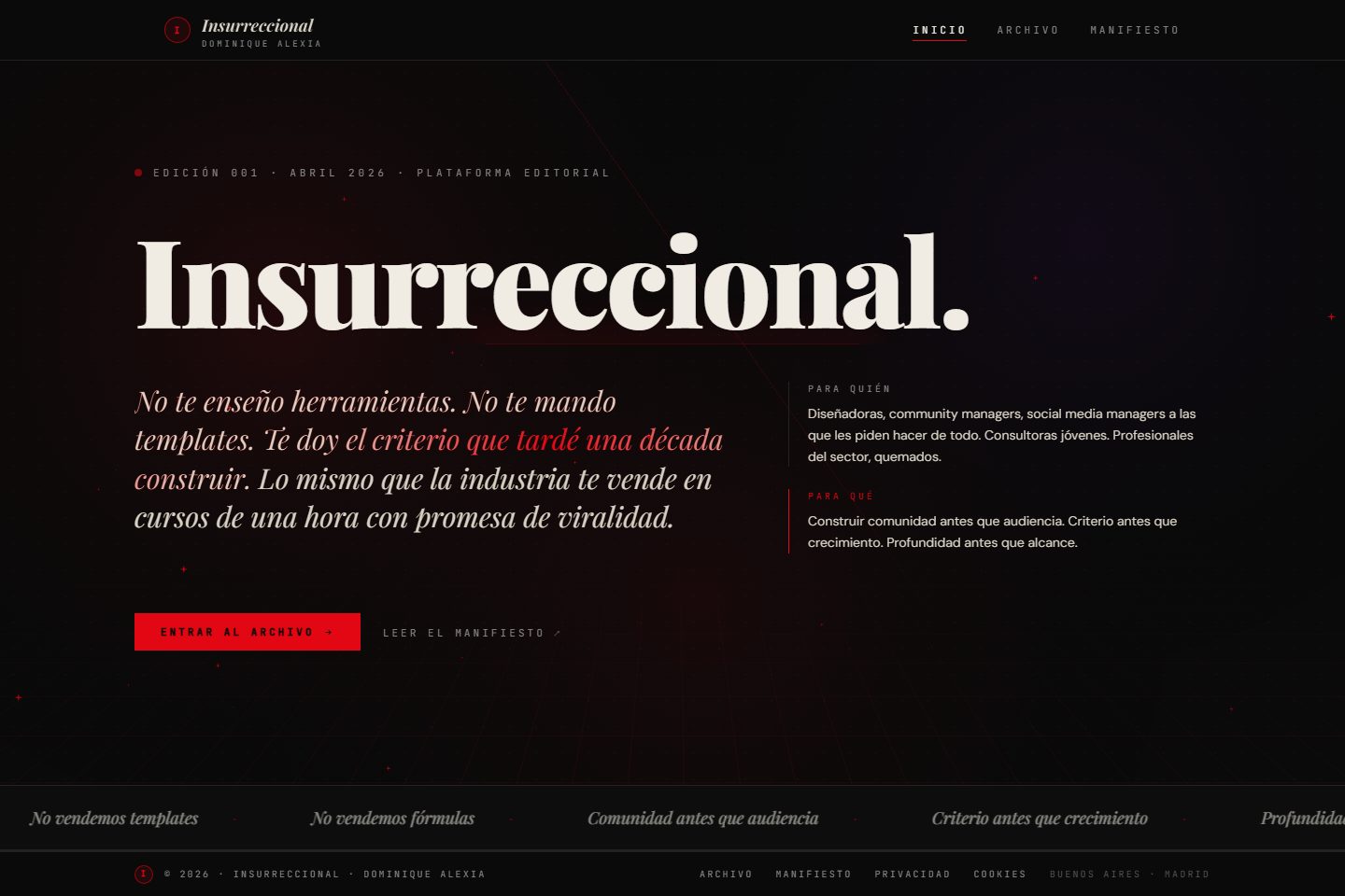 Sitio de Insurreccional hecho por MIGA LAB