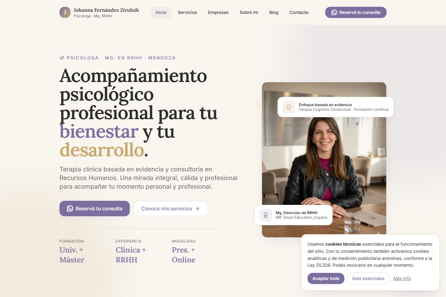 Captura real de johannapsicologa.com.ar
