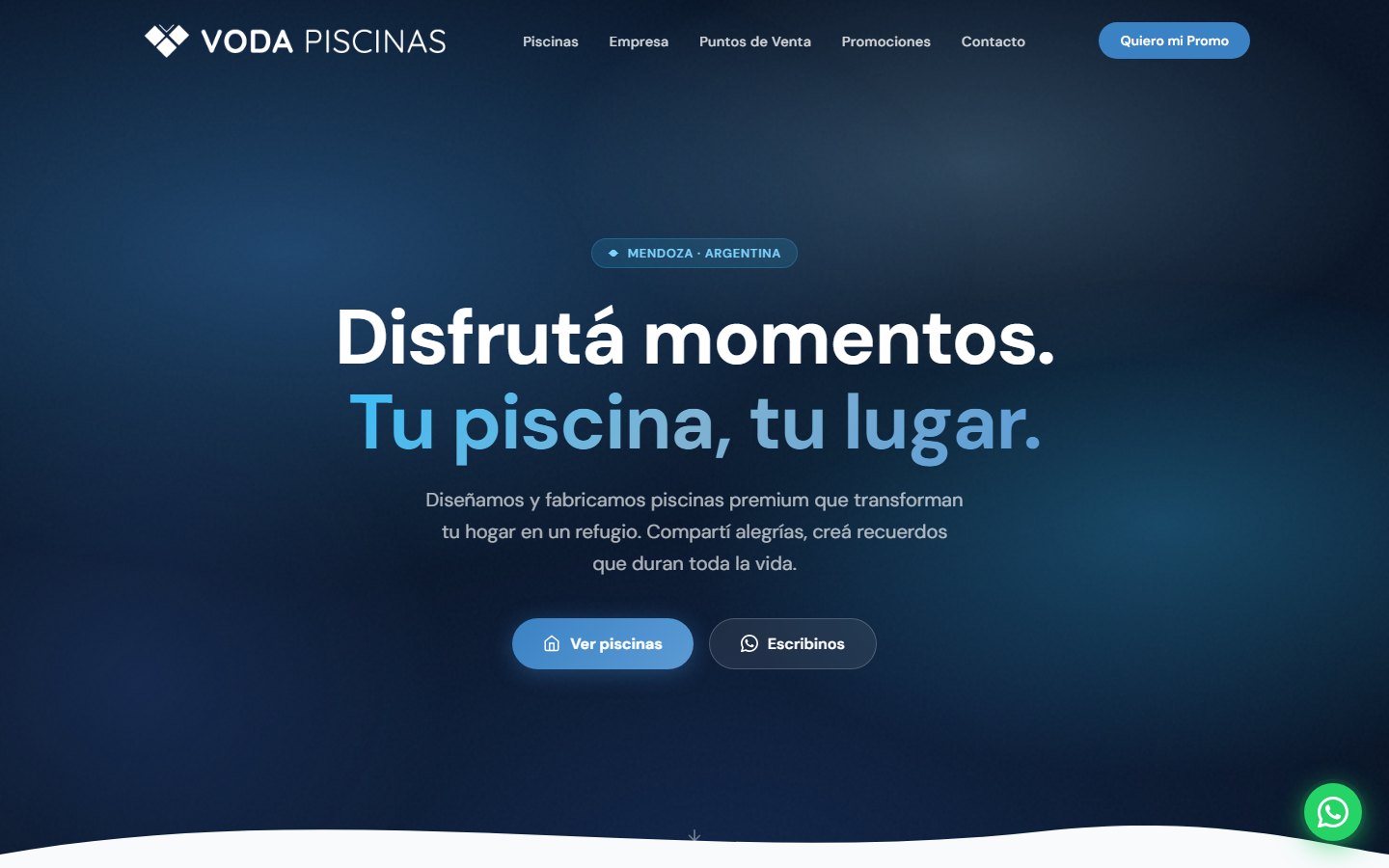 Captura de la nueva landing de Voda Piscinas